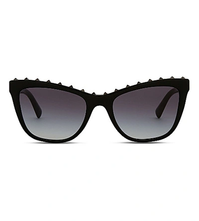 Valentino Rockstud 54mm Cat Eye Sunglasses - Black/ Gradient In Smoke Gradient
