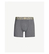 Versace Iconic-print Stretch-cotton Trunks In Grey Gold