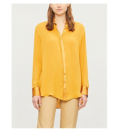 Arje Yaz Relaxed-fit Silk-crepe Shirt In Saffron