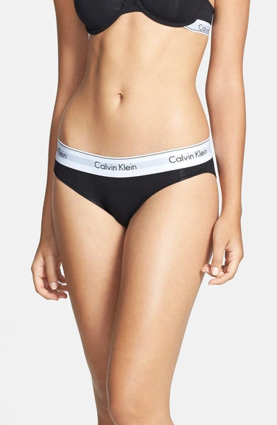 Calvin Klein 'modern Cotton Collection' Cotton Blend Bikini In Black