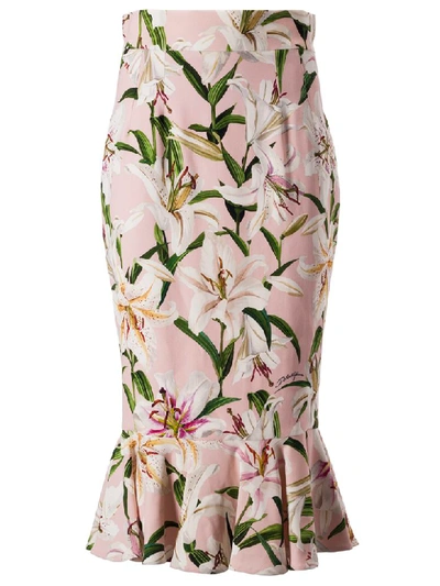 Dolce & Gabbana Flower Print Skirt In Pink