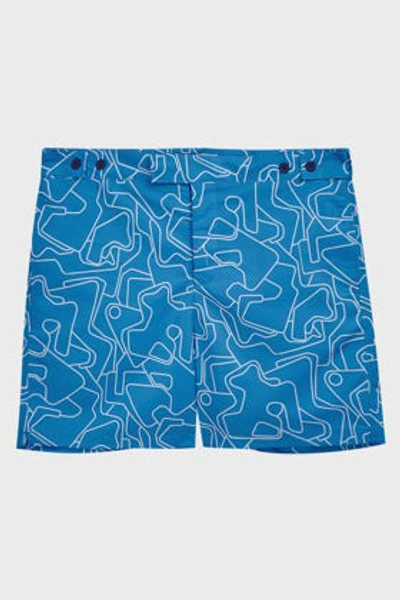 Frescobol Carioca Aerial Mid-length Printed Swim Shorts In Blue