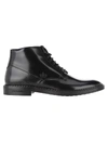 Dolce & Gabbana Black Leather Men Short Boots Lace Up Shoes In Black