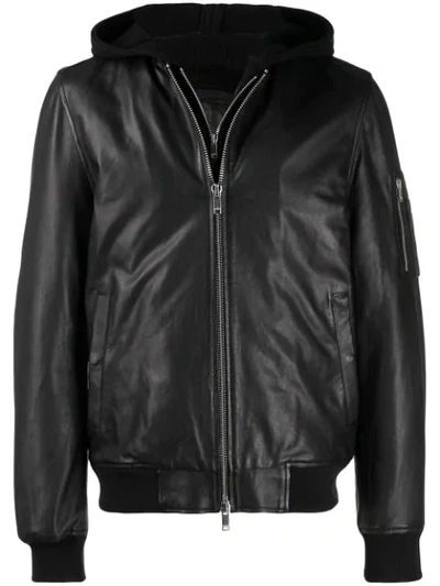 Dondup Hooded Leather Jacket - 黑色 In Black