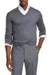 Brunello Cucinelli Cashmere V-neck Sweater In Mid Grey