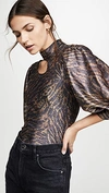 GANNI METALLIC JERSEY BLOUSE