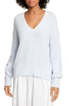 Vince Textured V-neck Long-sleeve Top In Powder Blue