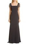 BADGLEY MISCHKA BADGLEY MISCHKA EMBELLISHED SLEEVE GOWN,EG2792