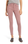 Ag Farrah Sateen High-rise Ankle Skinny Jeans In Pink