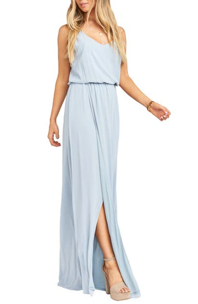 Show Me Your Mumu Kendall Soft V-back A-line Gown In Steel Blue