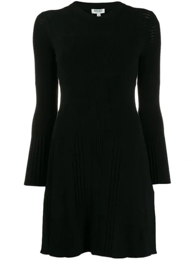 Kenzo Openwork Knit Dress In Nero