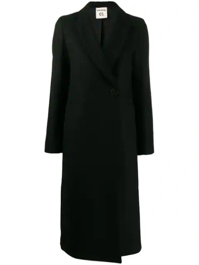 Semicouture Long Double Breasted Coat In Y69 Nero