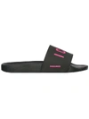 Dsquared2 Icon Printed Rubber Slide Sandals In Black