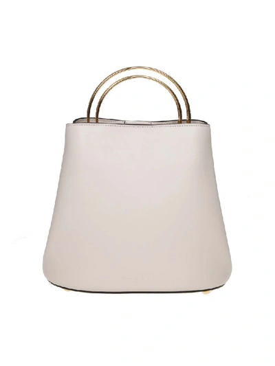 Marni Handbag Pannier In Leather Ivory Color In White
