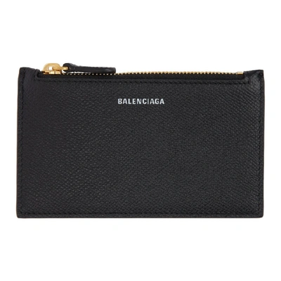 Balenciaga Ville Long Leather Card Holder In 1000 Blk Wh