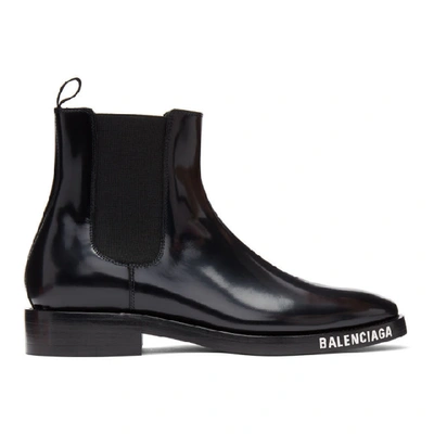 Balenciaga 30mm Evening Brushed Leather Boots In Black