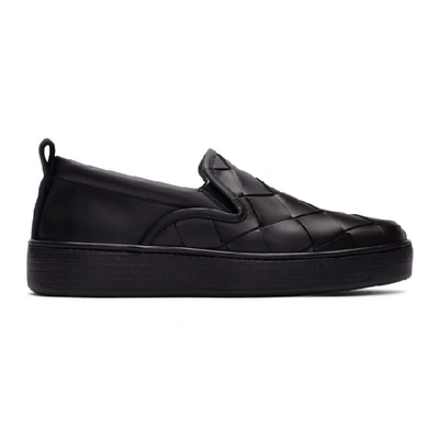 Bottega Veneta Maxi Weave Slip-on Sneakers In Black