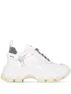 Prada Pegasus Metallic-paneled Leather And Canvas Sneakers In White