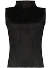 Issey Miyake Plisse Sleeveless Top In 15 Black