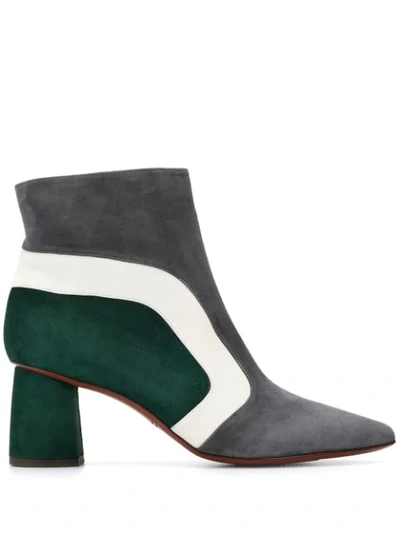 Chie Mihara Panelled Ankle Boots In Grey