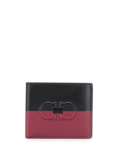 Ferragamo Red & Black Gancini Bifold Wallet