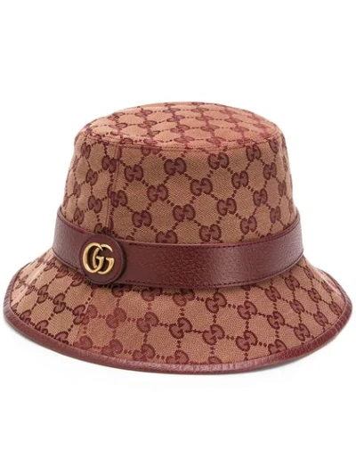 Gucci Gg Motif Bucket Hat In Red
