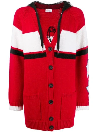 Red Valentino Rebel Virgin Wool Red Cardigan