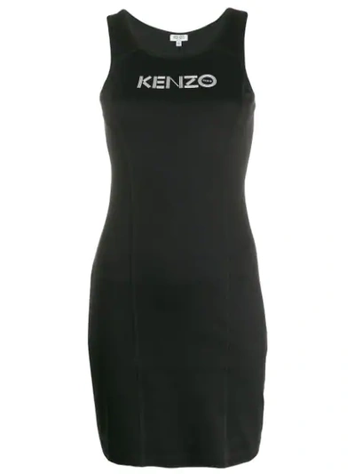 Kenzo Printed Stretch-cotton Jersey Mini Dress In 99 Black
