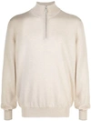 Brunello Cucinelli Half-zip Cashmere Sweater In Beige