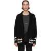 Saint Laurent Intarsia Knit Cardigan In 6170 Blkrd