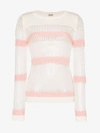 Miu Miu Loose Knit Striped Jumper In White