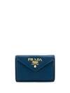 PRADA PRADA LOGO PLAQUE CARD HOLDER - BLUE