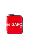 Comme Des Garçons Zip-around Huge Logo Wallet In Red