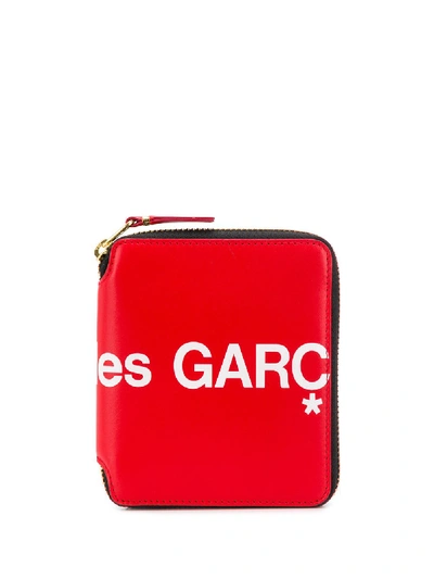 Comme Des Garçons Zip-around Huge Logo Wallet In Red,white