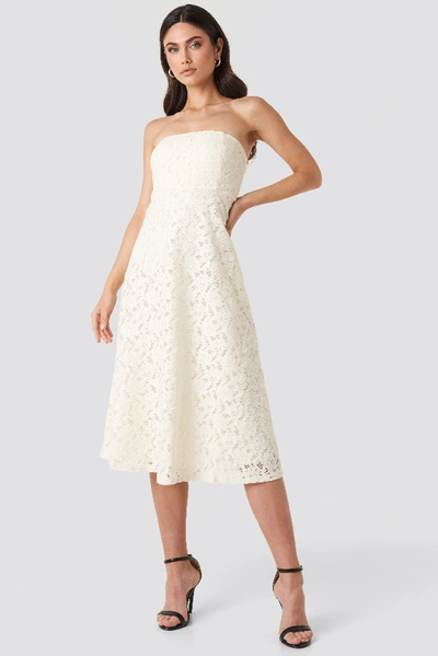Trendyol No Shoulder Lace Midi Dress - White