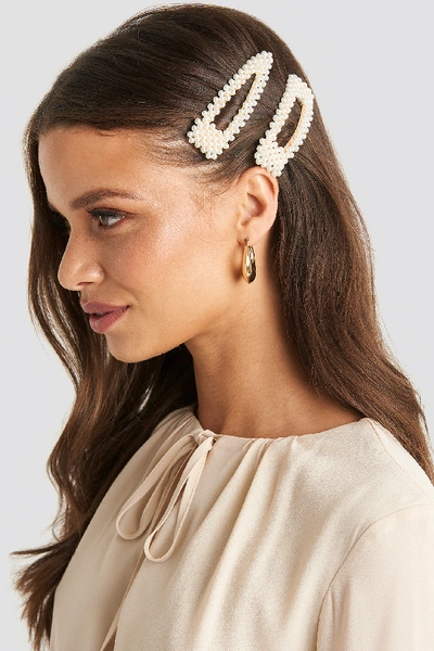 Na-kd Double Pack Pearl Hairclips - White