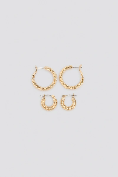 Na-kd Double Pack Textured Braided Hoops - Gold