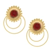 OTTOMAN HANDS Chianti Red Agate Flower Statement Earrings