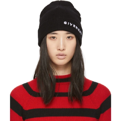 Givenchy Logo Embroidered Beanie Hat In Black