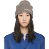 GIVENCHY GIVENCHY GREY AND OFF-WHITE EMBROIDERED LOGO BEANIE