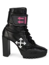 OFF-WHITE Arrow Moto Ankle-Wrap Leather Combat Boots