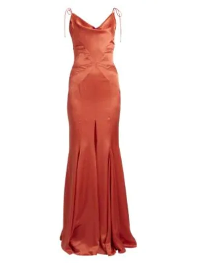 Alessandra Rich Women's Dressing For Pleasure Satin Gown In Red