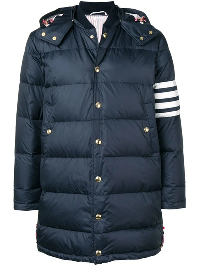 Thom Browne Padded 4-bar Detail Coat In Blue