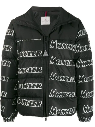 Moncler Logo Print Padded Jacket - 黑色 In Black