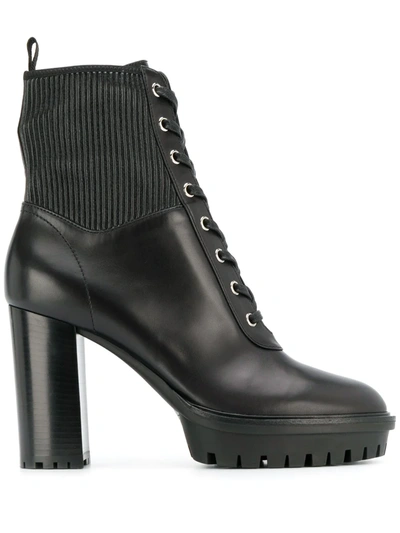 Gianvito Rossi Lace-up Platform Boots In Black