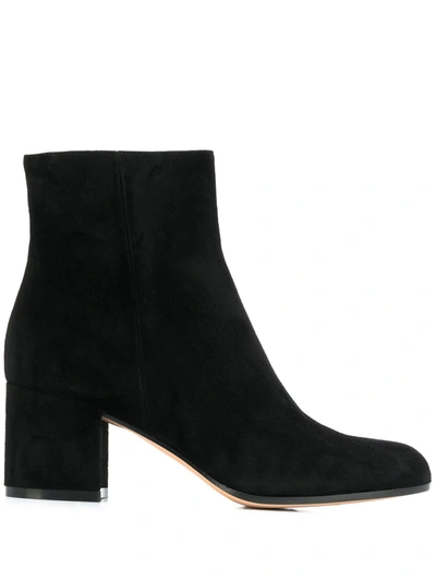 Gianvito Rossi Block Heel Ankle Boots With Suede Finish In Black