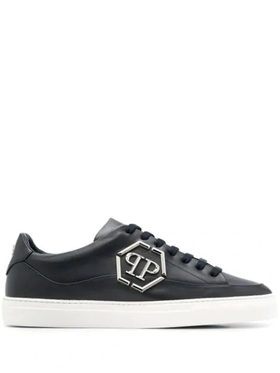 Philipp Plein Men's Shoes Leather Trainers Sneakers Hexagon In Black