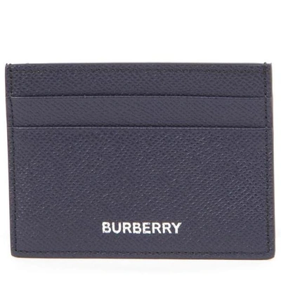 Burberry Sandon Leather Cardholder In Navy