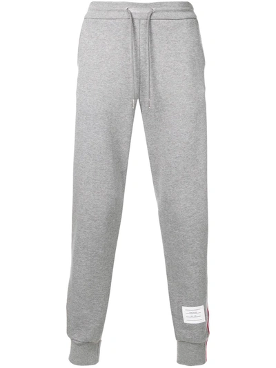 Thom Browne Classic Loopback Sweatpants With Rwb Side Stripes In Light Grey