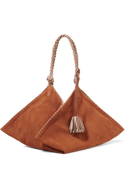 Ulla Johnson Behati Origami Large Leather-trimmed Suede Tote In Light Brown